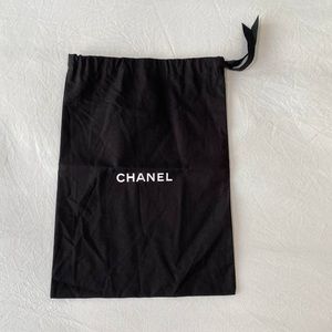 CHANEL Drawstring Dust Bag Black Purse Handbag Shoes Storage Cover 7.5” X 12”